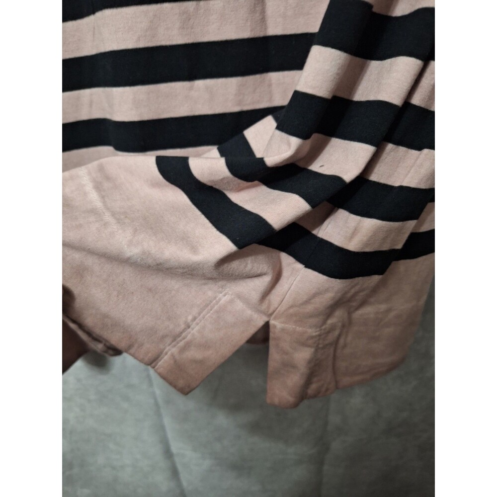 New POL T-shirt Women Small Oversized Striped Short Sleeve Pocket Cotton Casual - Picture 7 of 10